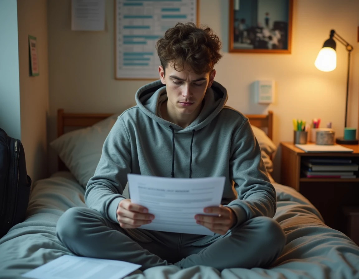 Étudiant relisant ses documents de candidature pour corriger un dossier refusé sur eCandidat Sorbonne Nouvelle
