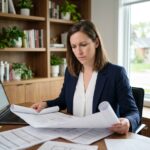 Femme architecte en bureau moderne et lumineux
