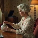 Femme élégante en vintage arrangeant des vases en céramique